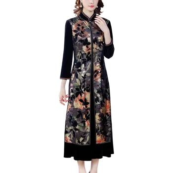 WYWAN Nový produkt cheongsam stojan golier velvet temperament atmosféru elegantné módne dámske šaty