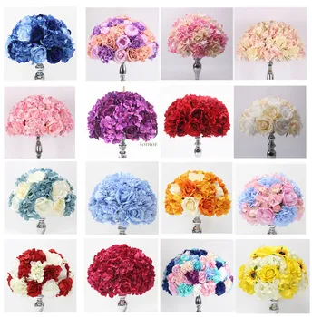 Hodváb umelé centerpieces kvet loptu DIY všetky druhy kvetov hlavy svadobná výzdoba steny stylistom tabuľka accessorie 4 veľkosti