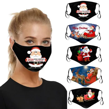 5 KS 2020 Vianočné Unisex Cartoon Santa Claus Tlač Strany Maska Prachu, Vetru Umývateľný Opakovane Bavlna Masku na Tvár mascarillas