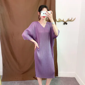 LANMREM 2021 nové letné a jesenné módne ženy skladaný Japonsko štýly vintage oblečenie batwing rukávy tvaru šaty WH35201