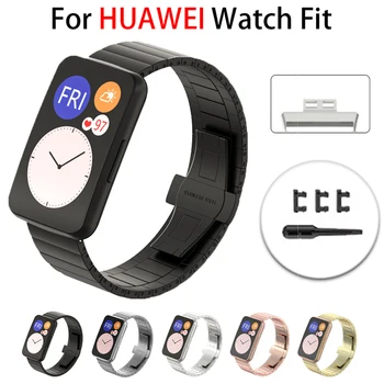 Nerezová Oceľ Pre Huawei Sledovať Fit Pásik Kovový Náramok pre Huwei Fit Watch Flexibilné Nastaviteľné Pracky s Nástrojmi Sledovať Band