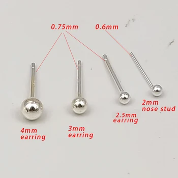 20pcs/pack 925 sterling silver krištáľové náušnice&nos stud malú loptu Piercing body šperky darček pre ženy