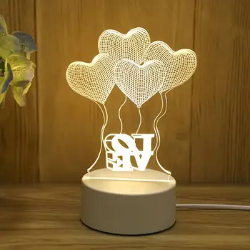 Romantická Láska 3D Lampa v tvare Srdca Balón Akryl LED Nočné Svetlo Dekoratívne Stolové Svietidlo Valentína, Miláčik Manželky Darček