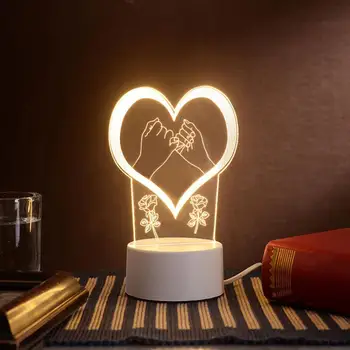 Romantická Láska 3D Lampa v tvare Srdca Balón Akryl LED Nočné Svetlo Dekoratívne Stolové Svietidlo Valentína, Miláčik Manželky Darček