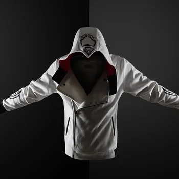Nový 5 farba Assassin unisex mikina s kapucňou na zips, bunda Street módu tlače s kapucňou, Assassin mikina s kapucňou pre chlapcov Plus veľkosť S-4XL streetwear