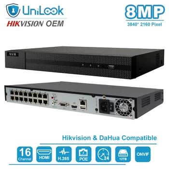 UniLoo 4K Výstup HK OEM Série 16CH POE NVR Network Video Recorder ONVIF Kompatibilné Podpora Až Do 12TB HDD NVR216MH-P16