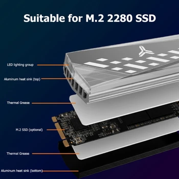 ARGB M. 2 2280 SSD Chladič Hliníkovej Zliatiny RGB Pamäť Chladič 5V 3Pin Chladenie Oka Radiátorov za M2 (Solid State Drive)