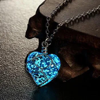 Caxybb Módy Nové Kreatívne Svietiace Srdce Crystal Prívesok Náhrdelník Svietiť V Tme Očarujúce Náhrdelník Jemné Šperky