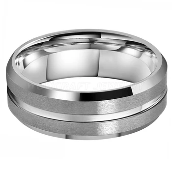 Pánske Dámske 6 mm 8 mm Karbid Volfrámu Oceľové Prstene Snubné prstene Matné Prevedenie s Drážkou Skosený Okraje Comfort Fit