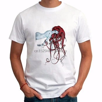 Voľný čas Hot predaj Nový štýl Mužov Mužov Cool tričko Octopus Žena O-neck T-shirts Mužov oblečenie Biele tričko