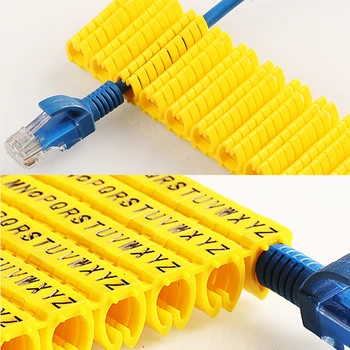 Plastové káblové označenie klip m-0 m-1 m-2 m-3 alphabit kábla označenie AZ kábel veľkosť 1.5 SQMM žltý kábel, izolácia kábla označenie
