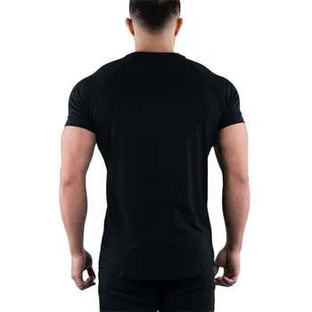 2020 Lete priedušná Beží T Shirt Mužov Športové tlač T-Shirt čierna telocvične T Košele Voľné O-krku Fitness Bavlnené Tričko mužov