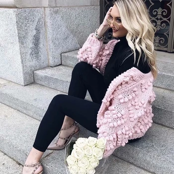 Super elegantný sveter ružový vianočný sveter jeseň zima outwear príležitostné špeciálne 3D kvet cashmere ženy biela svetre