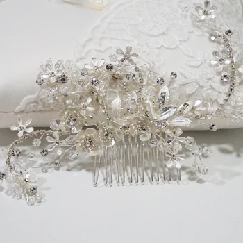 Luxusné Crystal Svadobné Headpiece Kvetinový Svadobné Vlasy Česať Vlasy Viniča Handmade Módy Vlasy Príslušenstvo Šperky Nevesty
