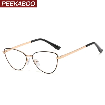 Peekaboo retro kovové okuliare, rám cat eye gold silver príslušenstvo žena predpísať okuliare pre ženy optické jasný objektív
