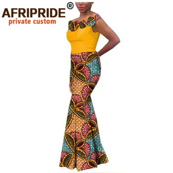 Africké vosk trúby party šaty pre ženy AFRIPRIDE bazin richi na mieru mimo rameno dĺžka podlahy ženy šaty A1925009