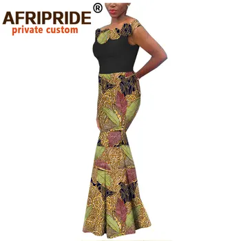 Africké vosk trúby party šaty pre ženy AFRIPRIDE bazin richi na mieru mimo rameno dĺžka podlahy ženy šaty A1925009