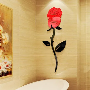 5 Veľkosti Multi-Kusy Ruže Kvetinový Vzor, 3D Akrylové Dekorácie na Stenu-Nálepky DIY Stene Plagát Domova Spálňa Wallstick