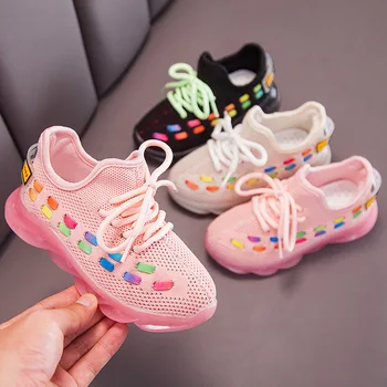 Detské tenisky 2020 jeseň trend chlapci a dievčatá farba priedušný oka ležérne topánky móda bežecká obuv dieťa, batoľa topánky