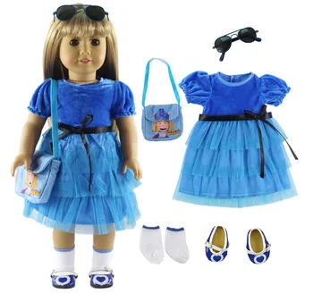 1 Nastavte Krásna Princezná Šaty Oblečenie Bábiky Oblečenie pre 18-palcové American Doll A113