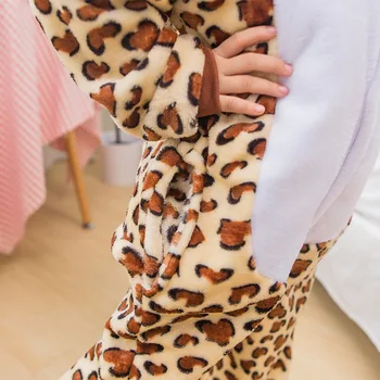 Chlapec Dievča Pyžamo Deti Unisex pijamas Leopard Dieťa Cartoon Zvierat Cosplay Pyžamo Onesie Sleepwear Hoodie