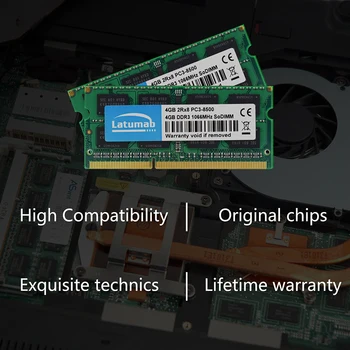 Latumab DDR3 2GB 4GB 8GB RAM Notebook Pamäť 1066MHz PC Pamäte PC3-8500 Tak Dimm RAM Prenosný Pamäťový Modul