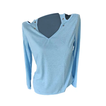 Blúzka Bežné Ženy, Jednofarebné O Krk Polyester Dlhý Rukáv Studenej Rameno Otvory Plus Veľkosť Oblečenie Tričko