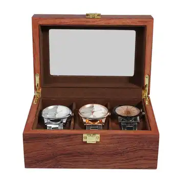 Sledujte box 3 sloty pozerať na veci pozerať prípade Klasické drevené hodinky box s sklenené veko odnímateľné sledovať vankúše Pozerať na veci pozerať