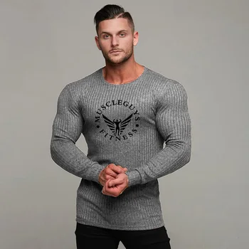 Muscleguys 2020 značky tenké módne pánske pulóvre svetre bežné jeseň fitness pletený sveter mužov masculino jersey šaty