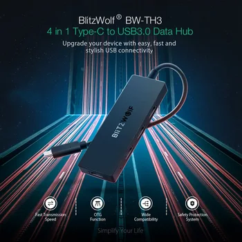 BlitzWolf BW-TH3 Rozbočovače USB 4 v 1 Typ-C-4-Port USB 3.0 Port Hub Údaje Hub s OTG Funkcia 5Gbps USB 3.0, Prenos