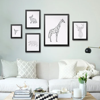 Moderné Tvorivé Geometrické Ďatľa Plátno Tlačiť Maľovanie Frameless Plagát Na Stenu Obrázky Králik Žirafa Dekorácie Hlavu Dekor