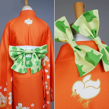 Anime Super Danganronpa 2 Hiyoko Saionji Hiyoko Kimono Cosplay Kostým Ženy Orange Šaty japonsko Kimono Halloween Cosplay