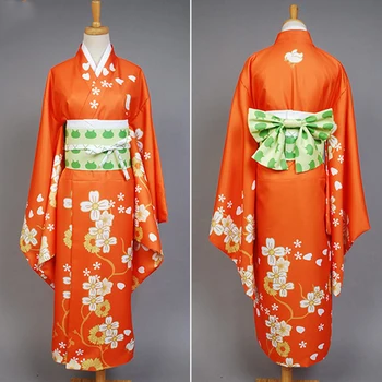 Anime Super Danganronpa 2 Hiyoko Saionji Hiyoko Kimono Cosplay Kostým Ženy Orange Šaty japonsko Kimono Halloween Cosplay