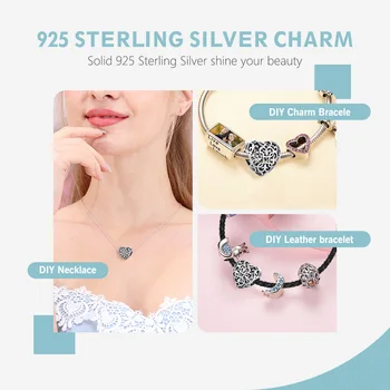 Autentické 925 Sterling Silver Crystal Láska Srdce Carms Korálky Nosenie Náramku Charms Striebro 925 Originálne Šperky Robiť