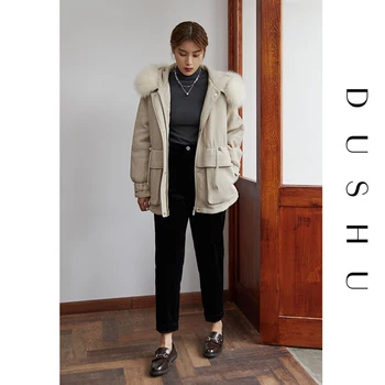DUSHU Plus veľkosť menčester čierne nohavice capri Ženy bežné streetwear chudá ceruzkou nohavice Jeseň zima elegantné vysoký pás nohavice