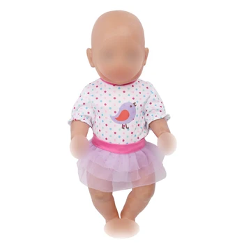 43 cm bábiky baby Oblečenie nové narodený Vták T-shirt + fialová sukne, Šaty, hračky pre deti fit Americký 18-palcové Dievčatá bábiky f608