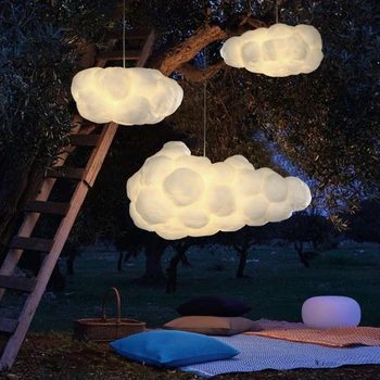 Moderné Hodváb, Bavlna Pure White Cloud Prívesok Svetlo Droplight pre Spálne Hotel Handričkou Obývacia Izba Deti Deti LED Visí Lampa