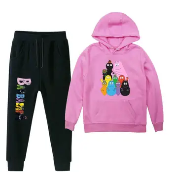 Nové Barbapapa Cartoon Contoon Kapucňou Batoľa Chlapec Oblečenie Set Dievčatá Boutique Oblečenie Detský Kostým Mikiny s kapucňou, Panvice a Unisex