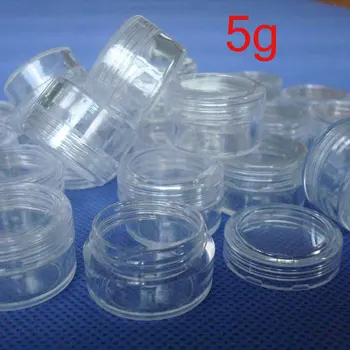 100 X 5g prázdne kolo transparentné krém Mini plastových fliaš/ pohárov/ kontajnery s vekom na kozmetické balenia,krém na jar