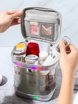 Transparentné Prenosné Ženy make-up Taška s Vysokou Kapacitou Vodotesný Úložný Vak Rangement Vetement Domácnosti Skladovanie Taška MM60SNB