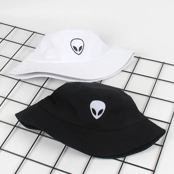 Unisex Vyšívané Cudzie Skladacia Vedierko Hat Beach Sun Hat pre Ženy, mužov Lete Bežné Ulici pokrývku hlavy Vonkajšie fisherman Čiapky