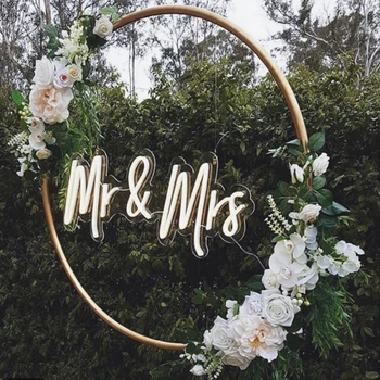 Mr & Mrs Flex Led Vlastné Neónový nápis Svetlo Iny Stenu Decor 12V 3D vodotesné Vonkajšie manželstva Svadobné party dekorácie