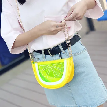 Sladké dievča leta nové ženské taška kvalitné transparentné ženy taška roztomilý ovocie paketové reťazca ramenný messenger taška orange melón