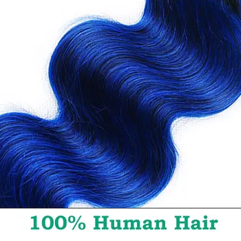 Modrá Brazílsky Vlasy Väzbe Zväzky Krásy Plus Nonremy Temné Korene 2 Tón Ľudské Vlasy Väzbe Ombre Brazílsky Telo Wave 3 Zväzky