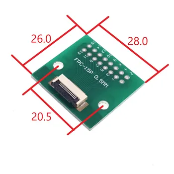 2 ks Flexibilné Plochý Kábel FFC FPC Konektor Adaptéra 15 Pin 0,5 mm do 2.54 mm x 2.54 mm 15 Pin cez otvor DIP PCB Konvertor