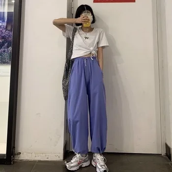 Nohavice Dámske Pevný Elastický Pás Legíny Pohybu Kórejský Harajuku Štýl Hip Hop Streetwear Voľný Čas Kvalitný 2020 Chic Fashion
