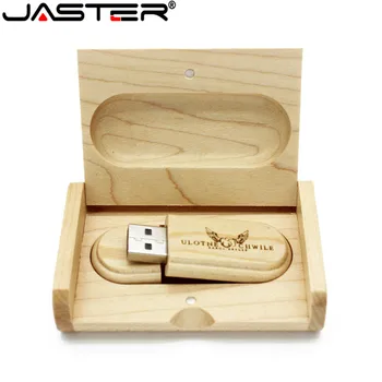 JASTER Drevené USB flash disk prírodné drevo+box Balenie kl ' úč 4 GB 16 GB 32 GB, 64 GB memory stick pre fotografovanie zadarmo vlastné logo