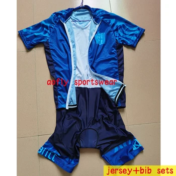 Kafitt pánske Modré Cyklistické Oblečenie Jersey Sady Profesionálnych Bicyklov Triatlon Priedušná Go Pro Bib Šortky Rukáv Tričko 20D Pad