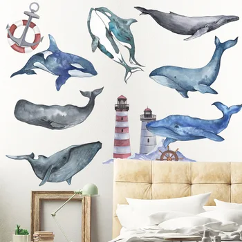 Veľryba Dolphin Samolepky na Stenu pre Deti izba Mš Spálňa Eco-friendly Vinyl Kotvy Stenu Umenie DIY Domova