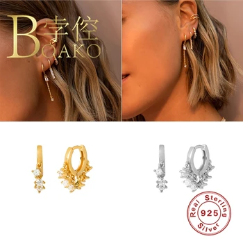 BOAKO 925 Sterling Silver Šperky, Piercing, Náušnice Pre Ženy Náušnice Obruče Módne Zirkón Luxusné Strieborné/Zlaté Šperky